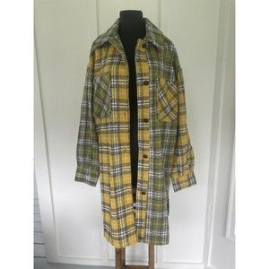 ASOS Violet Romance Yellow Black Green Plaid Shacket Shirt Jacket size US 10